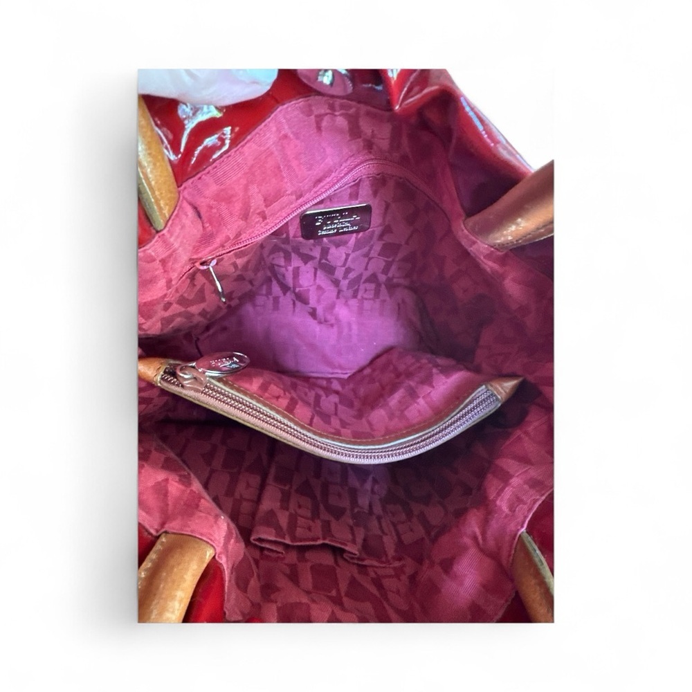 FURLA Red Patent Leather Tote Bag Italian Luxury Shoulder Bag ✨ - Picture 8 of 10